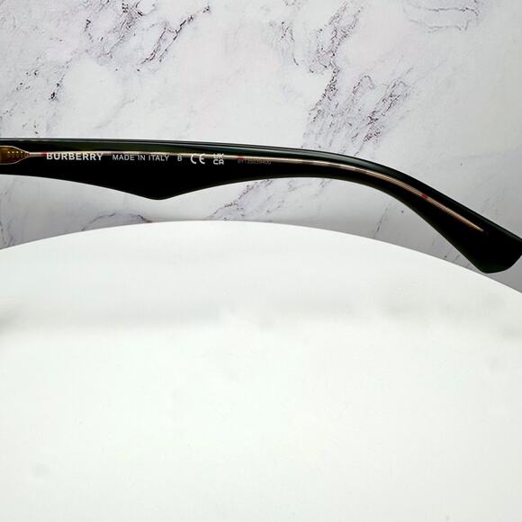 New Burberry Eyeglasses Square Black Checkered Interior 53-19-140 w/ Box & Case - Picture 9 of 12